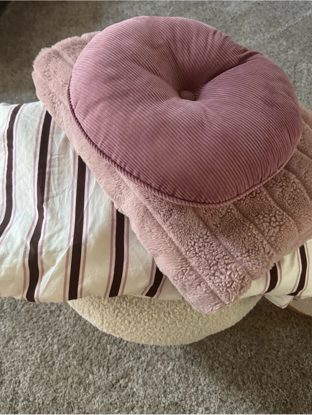 Striped Pink &Cream Duvet CoverEver Lasting(4 items)duvet, insert,pillow,blanket
